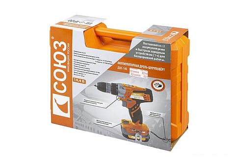 Дрель-шуруповерт Союз ДШС-14К (с 2-мя АКБ, кейс)