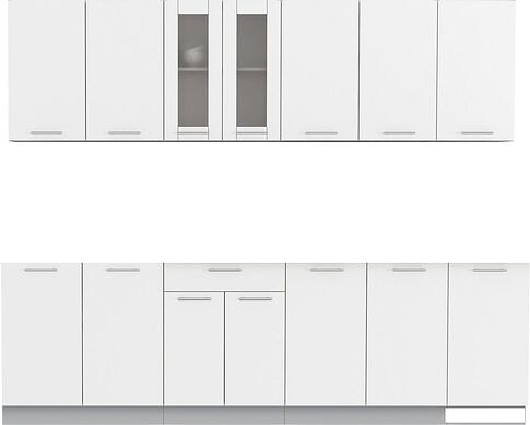 Готовая кухня Интерлиния Мила 26 без столешницы (белый платинум)
