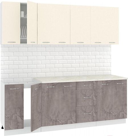 Кухня Кортекс-мебель Корнелия Лира 2.2м (крем/оникс/марсель)