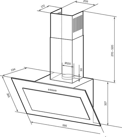 Кухонная вытяжка LEX Mio G 600 (серый)