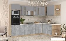 Готовая кухня Интерлиния Мила 1.88x3.0 правая (серебристый/бетон/бискайская сосна) Готовая кухня Интерлиния Мила 1.88x3.0 правая (серебристый/бетон/бискайская сосна)