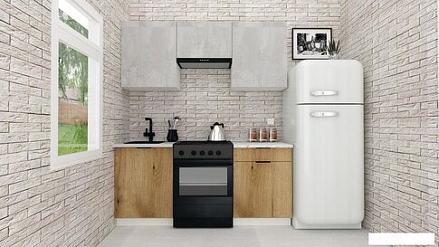 Готовая кухня ВерсоМебель Эко-2 1.8 (бетонный камень/дуб эвок прибрежный/ст.мрамор итальянский)