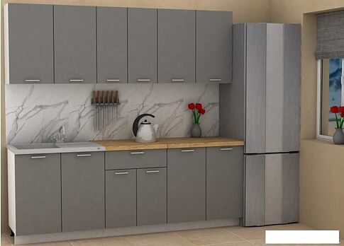 Готовая кухня ЭлиГард Lion 2.2 (дымчатый алмаз/дуб бунратти)