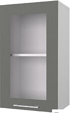 Шкаф навесной Горизонт Оптима 40 с витриной (холст вулкан)
