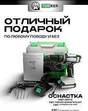 Ударная дрель-шуруповерт Torker MA20-2 (с 2-мя АКБ, кейс, оснастка)