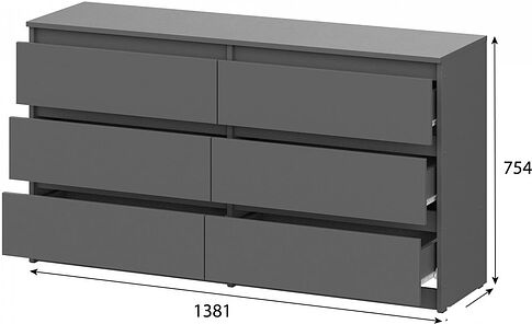 Комод Mio Tesoro Денвер с ящиками (графит серый)