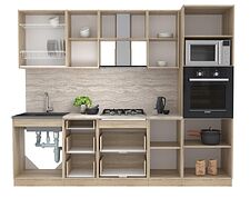 Готовая кухня Интерлиния Мила 2.6 ВТ (вудлайн кремовый/антрацит/бискайская сосна)