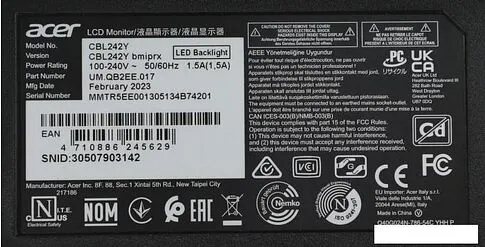 Монитор Acer CBL242Ybmiprx UM.QB2EE.017