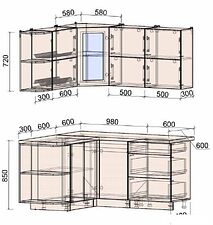 Готовая кухня Интерлиния Мила Матте 1.5x1.6 А правая (белый-белый-кастилло тёмный)