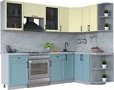 Готовая кухня Интерлиния Тренд 1.5x2.5 правая (океан/слоновая кость/серый каспий)