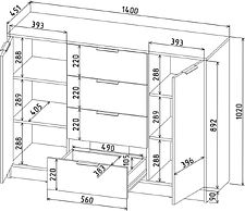Тумба Интерлиния Концепт КТ-Т140 (бетон/антрацит)