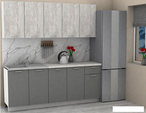 Готовая кухня ЭлиГард Lion 2.0 (ледяное дерево/дымчатый алмаз/королевский опал)