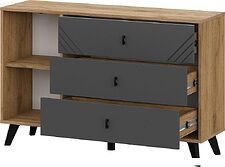 Тумба Mio Tesoro Байкал 3 ящика со створкой (дуб золотистый/графит)