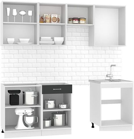 Готовая кухня Mio Tesoro Экстра-лайт 2.2 без столешницы (антрацит)