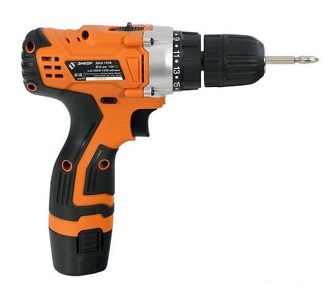 Дрель-шуруповерт Энкор ДША-12ЛБ 50032 (с 2-мя АКБ)