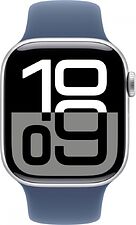Умные часы Apple Watch Series 10 42 мм (алюминиевый корпус, серебристый/синий, спортивный силиконовый ремешок S/M) Умные часы Apple Watch Series 10 42 мм (алюминиевый корпус, серебристый/синий, спортивный силиконовый ремешок S/M)
