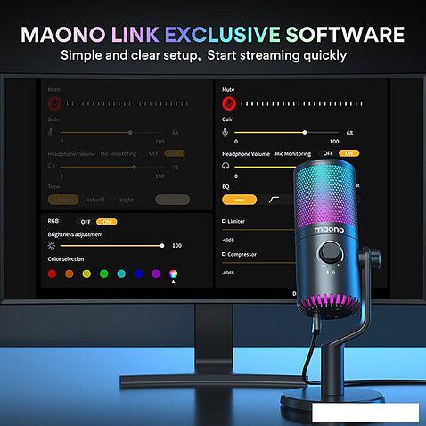 Проводной микрофон Maono DM30 RGB (розовый)