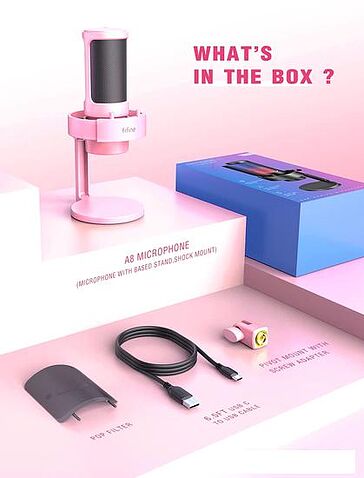 Проводной микрофон FIFINE A8 (розовый)