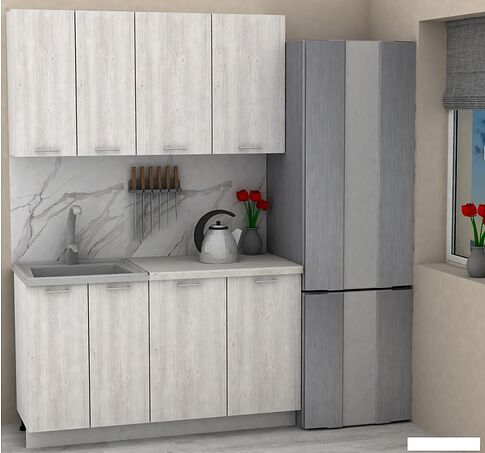 Готовая кухня ЭлиГард Lion 1.4 (сосна каньон/королевский опал)