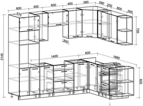Готовая кухня Интерлиния Мила Лайт 1.88x2.6 правая без столешницы (бетон)