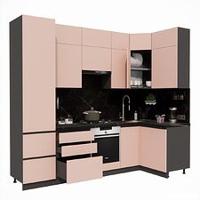 Готовая кухня ВерсоМебель Эко Премиум 1.2x2.7 правая (пудровый/ст. тунис)