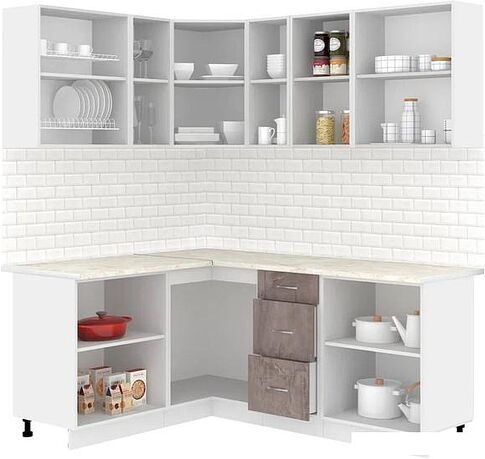 Готовая кухня Кортекс-мебель Корнелия Лира 1.5x1.9 (капучино/оникс/королевский опал)