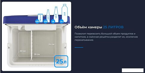 Термоэлектрический автохолодильник ZUGEL ZCR251D 25л (синий)