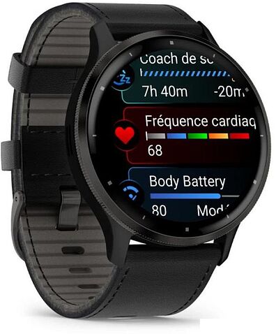 Умные часы Garmin Venu 3 (черный, с кожаным ремешком)