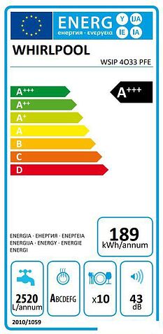 Посудомоечная машина Whirlpool WSIP 4O33 PFE