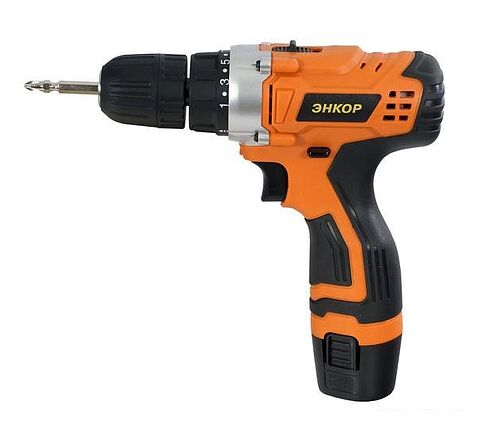 Дрель-шуруповерт Энкор ДША-12ЛБ 50032 (с 2-мя АКБ)