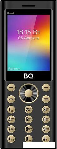 Кнопочный телефон BQ BQ-2458 Barrel L (черный/золотистый)