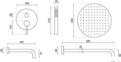 Душевая система  Rea Lungo Matt Gold REA-P6609