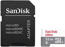 Карта памяти SanDisk Ultra microSDHC SDSQUNR-032G-GN3MA 32GB (с адаптером) Карта памяти SanDisk Ultra microSDHC SDSQUNR-032G-GN3MA 32GB (с адаптером)