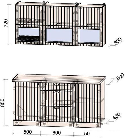 Готовая кухня Интерлиния Берес 1.6Б (дуб полярный/серый каспий)
