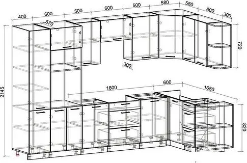 Готовая кухня Интерлиния Мила Лайт 1.68x3.2 правая без столешницы (бетон/антрацит)
