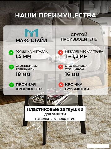 Журнальный столик Макс Стайл СтЖ-525-4-2 (серый)