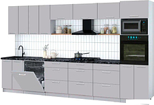 Готовая кухня Интерлиния Мила Gloss 3.6-ПМ1-2 (грей/грей/кастилло темный)