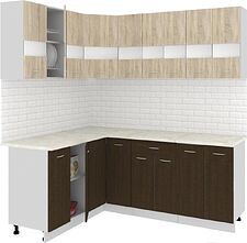 Угловая кухня Кортекс-мебель Корнелия Экстра 1.5x2.0м (дуб сонома/венге/королевский опал)