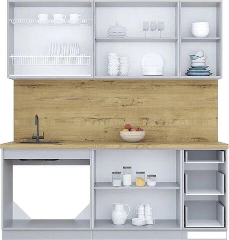 Кухонный модуль Интерлиния Мила Пластик 2.0 Б (зефирный/зефирный/кастилло темный)