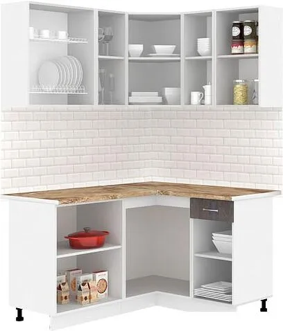 Готовая кухня Кортекс-мебель Корнелия Лира 1.5x1.3 (белый/береза/мадрид)