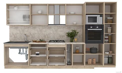 Готовая кухня Интерлиния Мила 3.6 ВТ (бетон/антрацит/травертин)