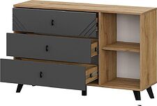 Тумба Mio Tesoro Байкал 3 ящика со створкой (дуб золотистый/графит)