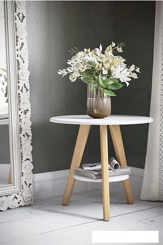 Журнальный столик Калифорния мебель Хог (белый/дуб светлый)