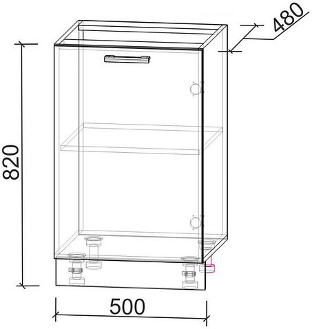 Шкаф напольный Интерлиния Компо НШ50р-1дв (дуб белый)