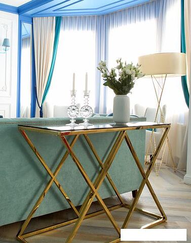 Консольный стол Stool Group Инсигния 115x30 ECST-026-TG-SK (стекло Smoke/сталь золото)