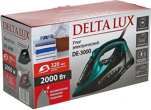 Утюг Delta LUX DE-3000 (черный/бирюзовый)