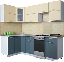 Угловая кухня Интерлиния Мила Gloss 50-12x24 (ваниль/асфальт глянец)