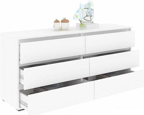 Комод Кортекс-мебель Бари 160 6ш (белый/белый/белый)