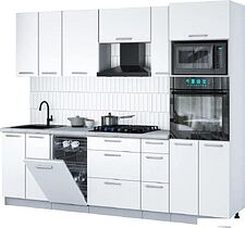 Готовая кухня Интерлиния Мила Gloss 2.55-ПМ3 (белый/белый/серый каспий) Готовая кухня Интерлиния Мила Gloss 2.55-ПМ3 (белый/белый/серый каспий)