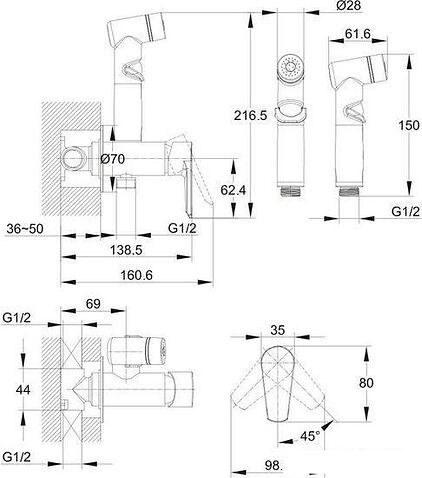 Гигиенический душ Cersanit Vero A64106